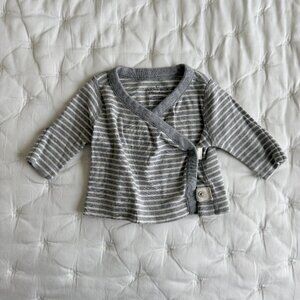 Hanna Andersson Grey Stripe Newborn Wrap Top
